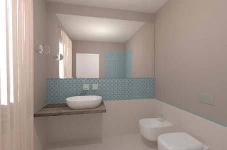 Render arredo bagno con sanitari sospesi Render arredo bagno con sanitari sospesi
