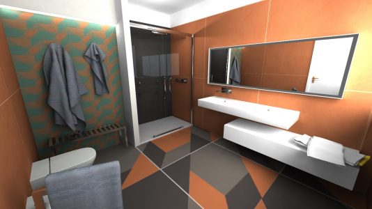 Render bagno matrimoniale di Esagono Render bagno matrimoniale di Esagono